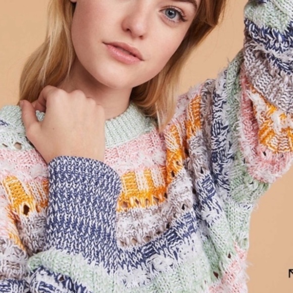 NWT L&G Rainbow Fringestitch Crewneck Sweater - Picture 3 of 9